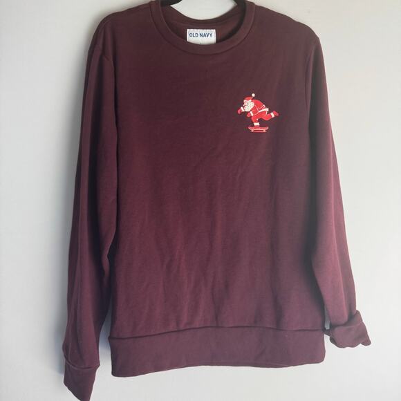 Old Navy Men Christmas Holiday Long Sleeve Sweater Burgundy X-Large Crew Neck - Picture 1 of 7
